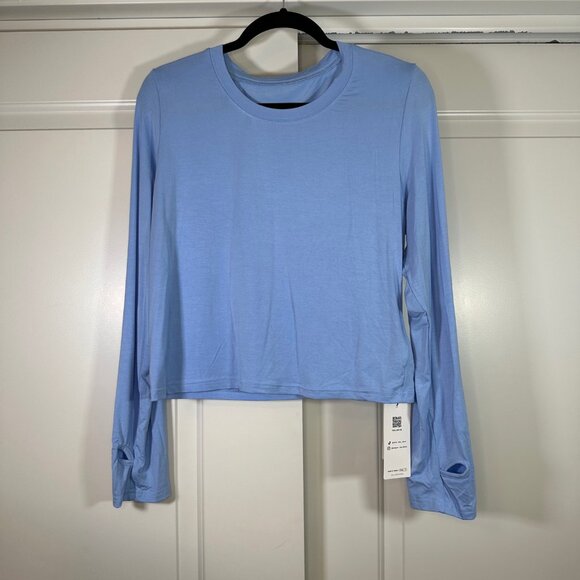 Sky Blue Solid Slim Fit Basic Crew Neck Thumb-Hole Shirt 1XL - NEW - Picture 5 of 10